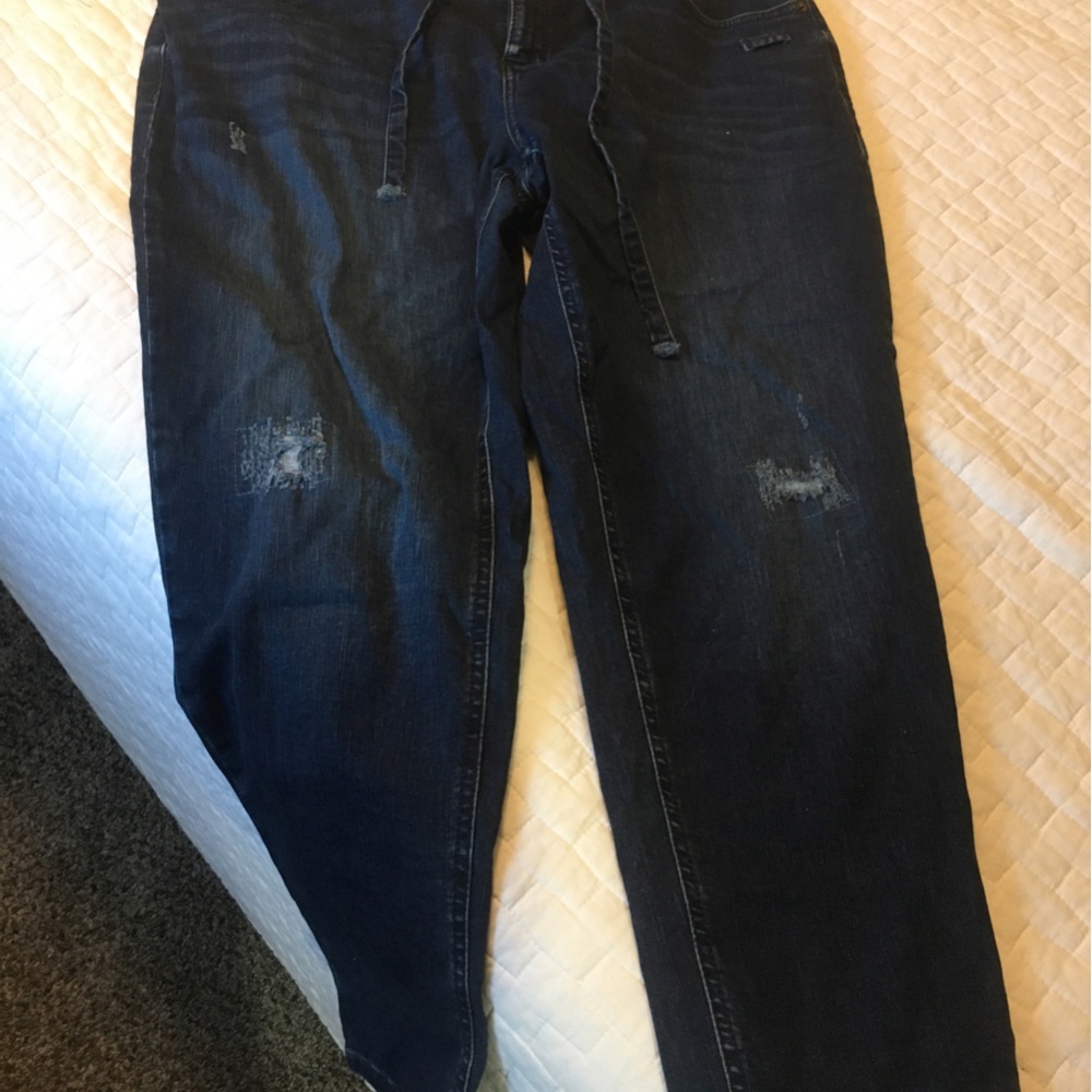 Women’s Cropped Distressed Ankle Jeans - Dark Blue